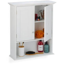 Relaxdays - Armoire murale pour la salle de bain, 3 compartiments, style champêtre, HxLxP env. 70,5 x 60 x 20 cm, blanche