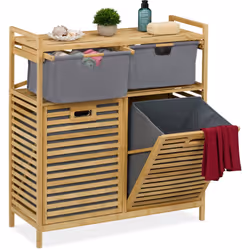 Marre du linge sale qui traine partout dans la salle de bain ? Alors nous avons ce qu'il vous faut ! Ce meuble dispose de 2 s ...