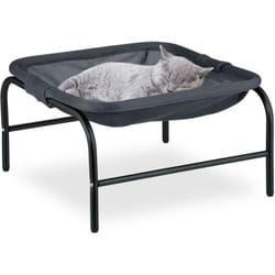 Relaxdays - Reladays Lit surélevé pour votre chat, siège et armature, polyester et acier, h x l x p : 27 x 45 x 45 cm, gris et noir