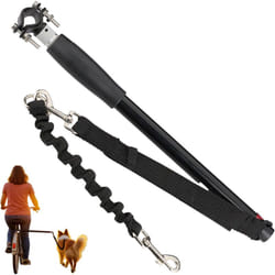Relaxdays - laisse de vélo pour chien, barre pour vélo, avec écartement, laisse flexible, mains libres, noir