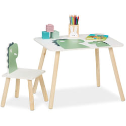 Relaxdays - Meubles pour votre enfant, table et chaise, unisexes, pour la chambre de bout de chou, blanc et vert