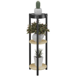 Relaxdays - tagère à plantes, 3 emplacements, h x l x p : 71 x 24 x 24 cm, pour votre intérieur, noir et nature