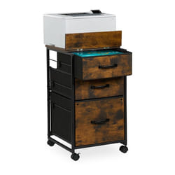 Relaxdays Caisson de bureau 3 tiroirs design industriel H x L x P : env. 68 x 40 x 40 cm marron et noir