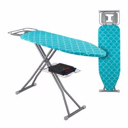 Relaxdays Table à repasser pliable réglable en hauteur plateau de repassage LP env. 122 x 395 cm turquoise/argenté