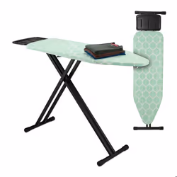 Relaxdays Table à repasser réglable en hauteur pliable plateau de repassage LP env. 123 x 39 cm vert et noir