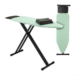 Relaxdays Table à repasser réglable en hauteur pliable plateau de repassage LP env. 123 x 39 cm vert et noir