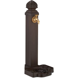 Relaxdays - Fontaine extérieure pour le jardin ou la terrasse, robinet, bac, h x l x p : 77 x 29 x 33,5 cm, marron
