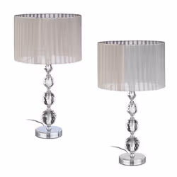Relaxdays Lampe de chevet lot de 2 douille E27 mélange de matériaux H x D : 53 x 295 cm gris et argenté