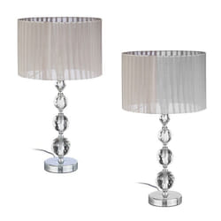 Relaxdays Lampe de chevet lot de 2 douille E27 mélange de matériaux H x D : 53 x 295 cm gris et argenté