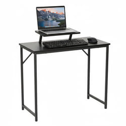 Bureau Relaxdays avec support pour écran H x L x P : 75 x 80 x 40 cm MDF métal petit bureau télétravail noir