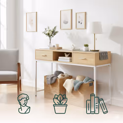 Relaxdays Console avec deux tiroirs et étagère - Vue supplémentaire 2