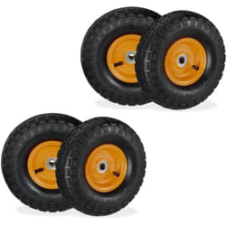 Relaxdays - Lot de 4 roues de diable 4.10/3.50-4, pneus de rechange, axe de 16 mm, 136 kg max., 260x85 mm