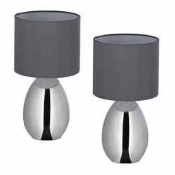 Reladays Lampe de chevet lot de 2 câble avec interrupteur douille E14 H x D : 335 x 18 cm argenté et gris