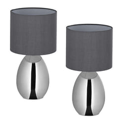 Reladays Lampe de chevet lot de 2 câble avec interrupteur douille E14 H x D : 335 x 18 cm argenté et gris