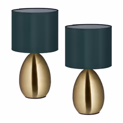 Reladays Lampe de chevet lot de 2 câble avec interrupteur douille E14 H x D : 335 x 18 cm doré et vert