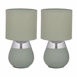 Relaxdays Lampe de chevet lot de 2 abat-jour douille E14 câble H x D : 32 x 18 cm pour la chambre vert et argenté
