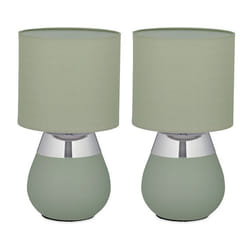 Relaxdays Lampe de chevet lot de 2 abat-jour douille E14 câble H x D : 32 x 18 cm pour la chambre vert et argenté
