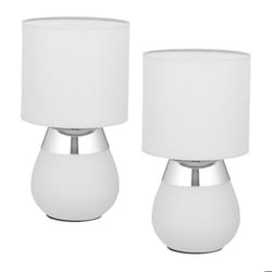Relaxdays Lampe de chevet lot de 2 abat-jour douille E14 câble H x D : 32 x 18 cm pour la chambre gris et argenté
