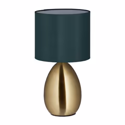 Relaxdays Lampe de chevet abat-jour douille E14 câble H x D : 32 x 18 cm pour la chambre doré et vert