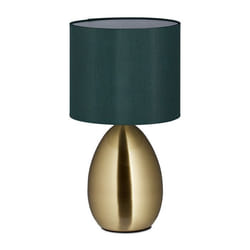Relaxdays Lampe de chevet abat-jour douille E14 câble H x D : 32 x 18 cm pour la chambre doré et vert