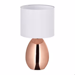 Relaxdays Lampe de chevet abat-jour douille E14 câble H x D : 32 x 18 cm pour la chambre cuivre et blanc