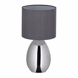 Relaxdays Lampe de chevet abat-jour douille E14 câble H x D : 32 x 18 cm pour la chambre argenté et gris