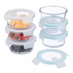 Relaxdays Boîtes alimentaires en verre lot de 6 couvercle hermétique en plastique 620 ml récipients transparents