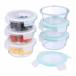 Relaxdays Boîtes alimentaires en verre lot de 6 couvercle hermétique en plastique 400 ml récipients transparents