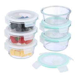 Relaxdays Boîtes alimentaires en verre lot de 6 couvercle hermétique en plastique 400 ml récipients transparents