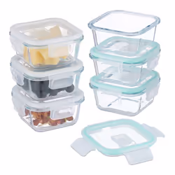 Relaxdays Boîtes alimentaires en verre lot de 6 couvercle hermétique en plastique 520 ml récipients transparents