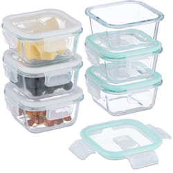 Boîtes alimentaires en verre, lot de 6, couvercle hermétique en plastique, 320 ml, récipients, transparents - Relaxdays