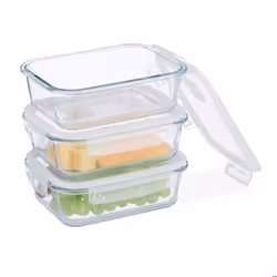 Relaxdays Boîtes alimentaires en verre lot de 3 couvercle hermétique en plastique 1 040 ml récipients transparents