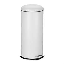 Relaxdays Poubelle de cuisine capacité : 30 litres couvercle pédale anse aussi pour le bureau blanche
