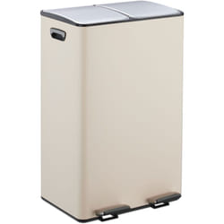 Poubelle de cuisine, 2 seaux amovibles ayant chacun une capacité de 30 litres, pédales, beige et argenté - Relaxdays