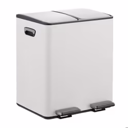 Relaxdays Poubelle de cuisine 2 seaux amovibles ayant chacun une capacité de 15 litres pédales blanc et argenté