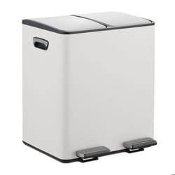 Relaxdays Poubelle de cuisine 2 seaux amovibles ayant chacun une capacité de 15 litres pédales blanc et argenté