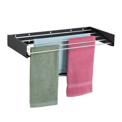 Relaxdays - tendoir mural, pliable, peu encombrant, h x l x p : 15 x 80 x 40 cm, pour intérieur ou extérieur, noir