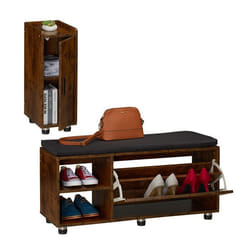 Banc à chaussures Relaxdays avec assise et armoire meuble à chaussures avec banc couloir et chambre brun-noir