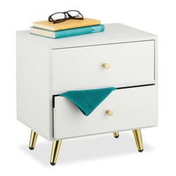Relaxdays Table de chevet 2 tiroirs H x L x P : 415 x 40 x 325 cm pour la chambre (dinvités) blanc et doré