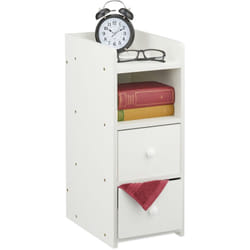 Table de chevet Relaxdays 1 pièce, 2 tiroirs, h x l x p : 55 x 22,5 x 34 cm, chambre, table de chevet étroite, blanche