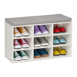 Relaxdays Banc à chaussures 9 compartiments H x L x P : 495 x 80 x 31 cm pour lentrée ou la chambre blanc