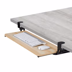 Relaxdays Support coulissant pour clavier et souris design moderne montage sans perçage plateau 65 x 34 cm nature