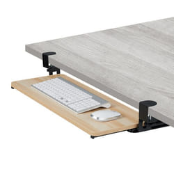 Relaxdays Support coulissant pour clavier et souris design moderne montage sans perçage plateau 65 x 34 cm nature