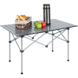 Relaxdays - Table de camping ou de jardin, pliable, en acier robuste, h x l x p : 55 x 95 x 53 cm, argentée