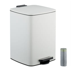 Poubelle de cuisine, 20 litres, design moderne, seau intérieur amovible, pédale antidérapante, blanche - Relaxdays