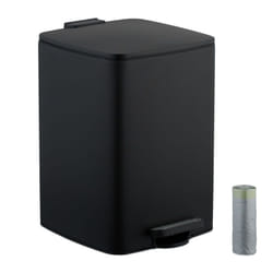 Poubelle de cuisine, 20 litres, design moderne, seau intérieur amovible, pédale antidérapante, noire - Relaxdays