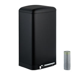 Relaxdays Poubelle de cuisine 30 litres empêche les traces de doigts seau intérieur amovible noire