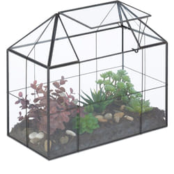 Relaxdays - Terrarium pour vos plantes, décoratif et pratique, pour le rebord de la fenêtre, 27 x 30 x 15 cm, noir
