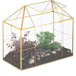 Relaxdays - Terrarium pour vos plantes, décoratif et pratique, pour le rebord de la fenêtre, 27 x 30 x 15 cm, doré
