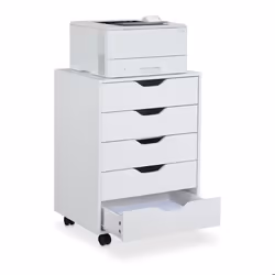 Relaxdays Caisson de bureau avec roulettes et 5 tiroirs H x L x P : env. 665 x 48 x 395 cm blanc